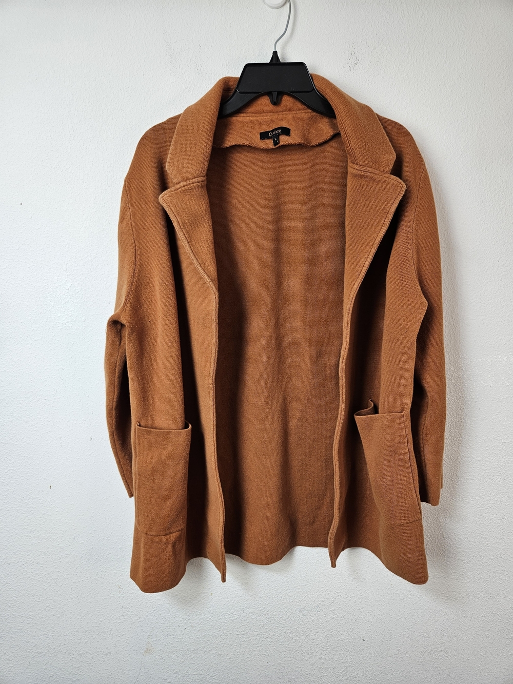Quince Organic Cotton Knit Blazer Women's Cardigan Sweater in Ginger Size Large